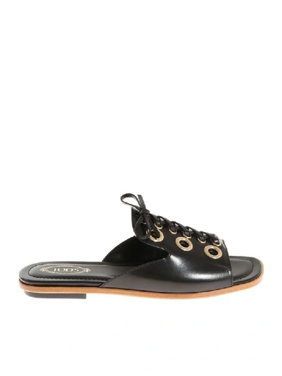 Tod's Lace-up Mules In Black
