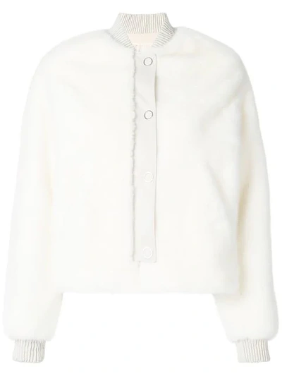 Yves Salomon Mink Fur Bomber Jacket - White