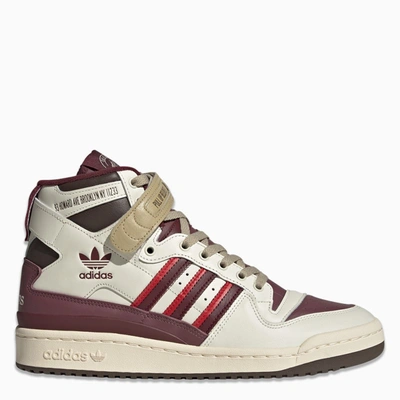 Adidas Originals White/red Forum Hi Cut & Slices Sneakers In Off White/altered Amber/queit Crimson