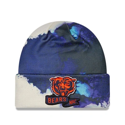 New Era Navy Chicago Bears 2022 Sideline Ink Dye Cuffed Knit Hat In Multi