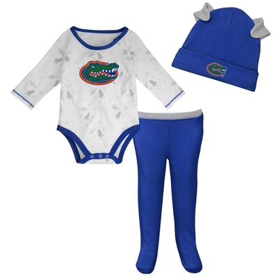 Outerstuff Babies' Newborn & Infant Royal/white Florida Gators Dream Team Raglan Long Sleeve Bodysuit Hat & Pants Set