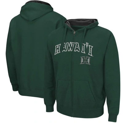 Colosseum Men's  Green Hawaii Warriors Arch And Logo 3.0 Full-zip Hoodie