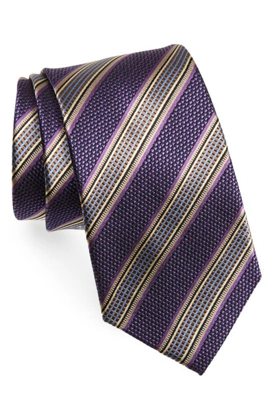 Nordstrom Stripe Silk Tie In Purple