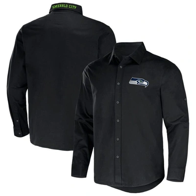 Nfl X Darius Rucker Collection By Fanatics Black Seattle Seahawks Convertible Twill Long Sleeve Butt
