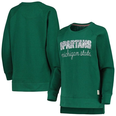 Pressbox Green Michigan State Spartans Steamboat Animal Print Raglan Pullover Sweatshirt