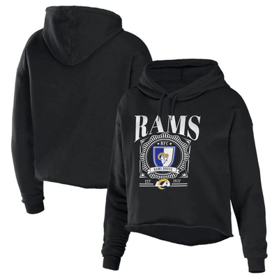 Wear By Erin Andrews Black Los Angeles Rams Cropped Sponge Fleece Pullover Hoodie