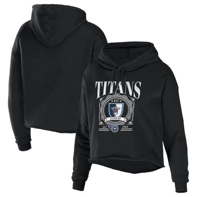 Wear By Erin Andrews Black Tennessee Titans Cropped Sponge Fleece Pullover Hoodie