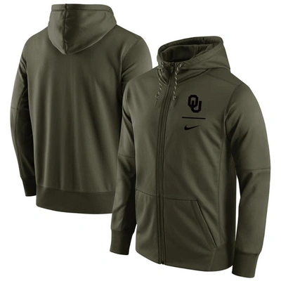 Nike Olive Oklahoma Sooners Tonal Logo Stack Performance Full-zip Hoodie