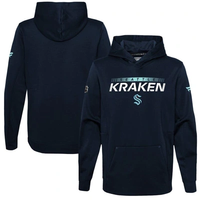 Fanatics Kids' Youth  Branded Deep Sea Blue Seattle Kraken Authentic Pro Pullover Hoodie In Navy