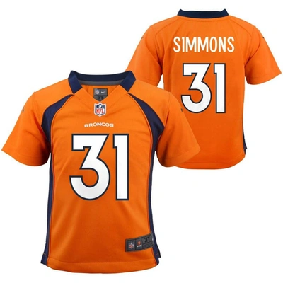 Nike Kids' Toddler  Justin Simmons Orange Denver Broncos Game Jersey