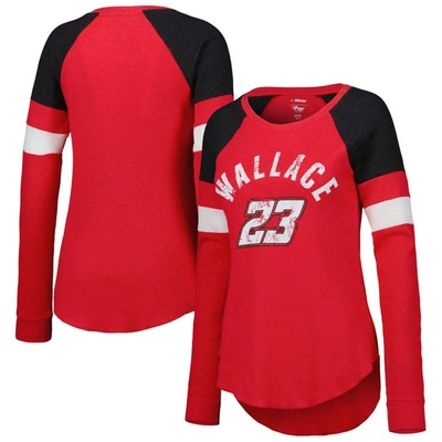 G-iii 4her By Carl Banks Red Bubba Wallace Action Tri-blend Thermal Raglan Long Sleeve T-shirt
