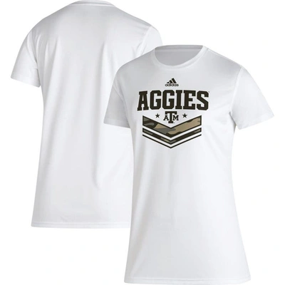 Adidas Originals Adidas White Texas A&m Aggies Military Appreciation Aeroready T-shirt