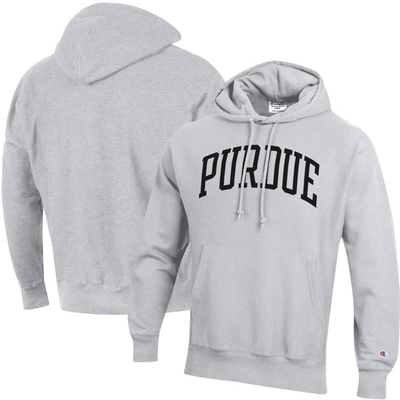 Champion Heathered Gray Purdue Boilermakers Team Arch Reverse Weave Pullover Hoodie