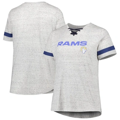 Profile Heather Gray Los Angeles Rams Plus Size Lace-up V-neck T-shirt