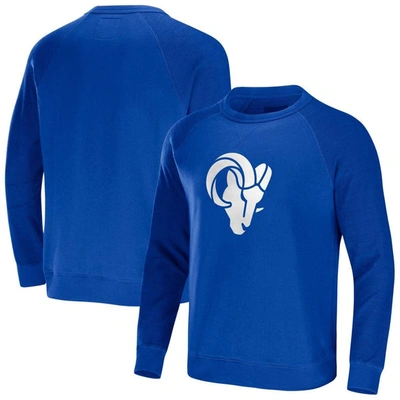Nfl X Darius Rucker Collection By Fanatics Royal Los Angeles Rams Raglan Fleece Pullover Sweatshirt