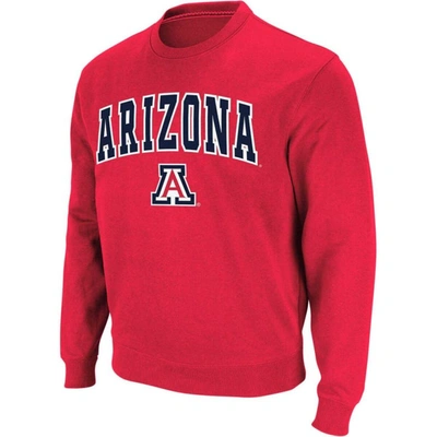 Colosseum Men's Arizona Wildcats Arch And Logo Crew Neck Sweatshirt In Red