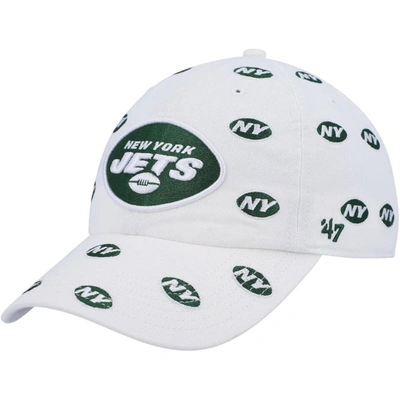 47 ' White New York Jets Confetti Clean Up Adjustable Hat