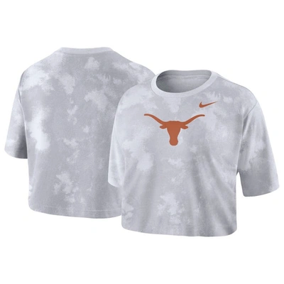 Nike White Texas Longhorns Tie-dye Cropped T-shirt