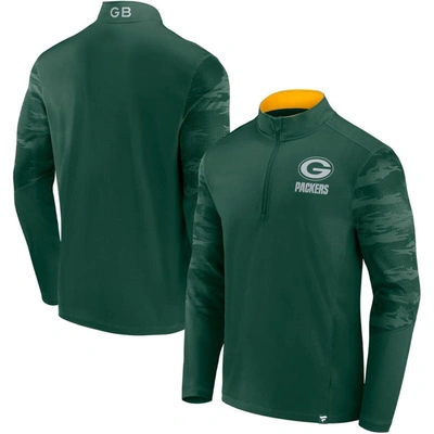 Fanatics Branded Green Green Bay Packers Ringer Quarter-zip Jacket In Green,gold