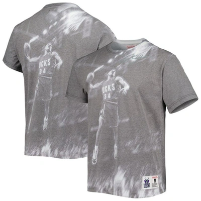 Mitchell & Ness Men's  Ray Allen Heather Gray Milwaukee Bucks Above The Rim T-shirt