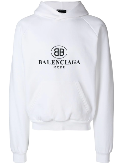 Balenciaga Printed Fleece-back Cotton-blend Jersey Hoodie In 9000