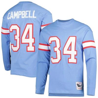 Mitchell & Ness Earl Campbell Light Blue Houston Oilers 1984 Retired Player Name & Number Long Sleev