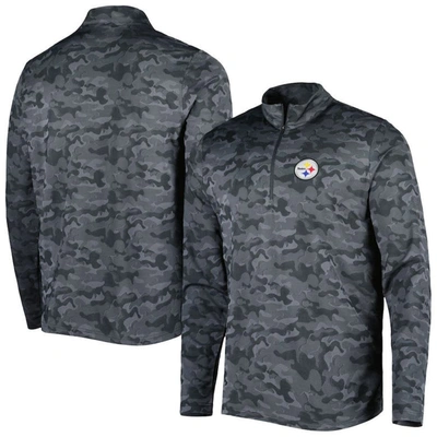 Antigua Black Pittsburgh Steelers Brigade Quarter-zip Sweatshirt