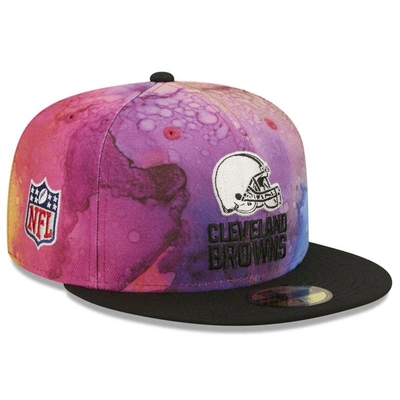New Era Men's  Pink, Black Cleveland Browns 2022 Nfl Crucial Catch 59fifty Fitted Hat In Pink,black