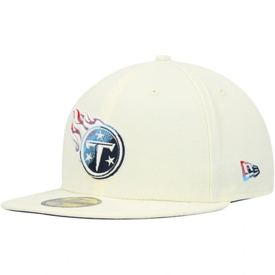New Era Men's  Cream Tennessee Titans Chrome Color Dim 59fifty Fitted Hat