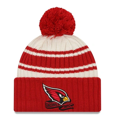 New Era Kids' Youth   Cream/cardinal Arizona Cardinals 2022 Sideline Sport Cuffed Pom Knit Hat