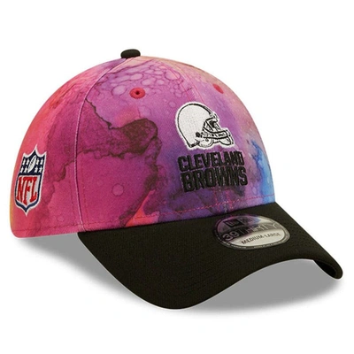 New Era Men's  Pink, Black Cleveland Browns 2022 Nfl Crucial Catch 39thirty Flex Hat In Pink,black