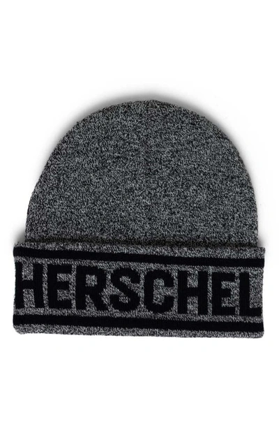 Herschel Supply Co. Elmer Logo Knit Beanie In Heather Black/ Black