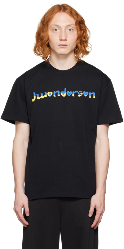 Jw Anderson Run Hany Logo-print Cotton-jersey T-shirt In Black
