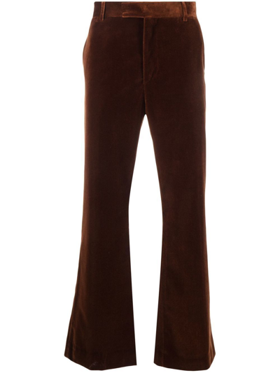 Palm Angels Velvet Tailored Trousers In Brown