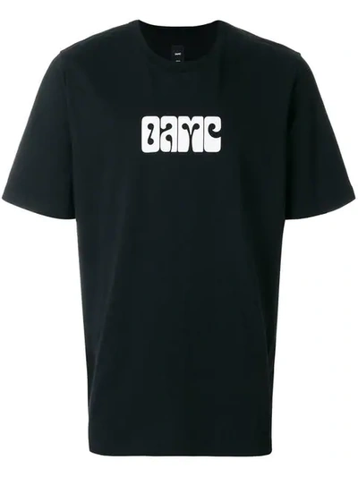 Oamc Black Cotton T-shirt With Logo