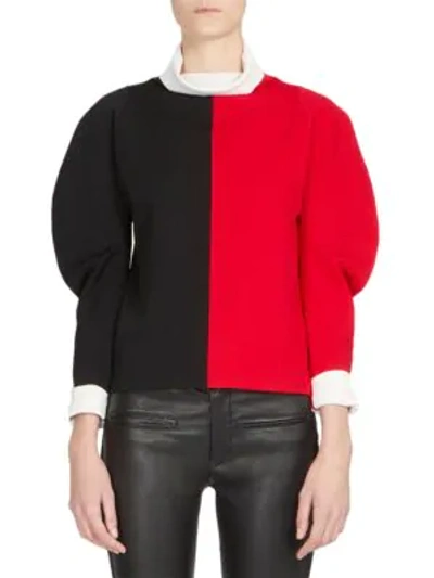 Haider Ackermann Colorblock Wool Turtleneck Sweater In Onyx Red Black