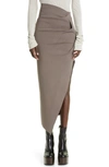 Rick Owens Gathered Asymmetric Maxi Skirt In Dust