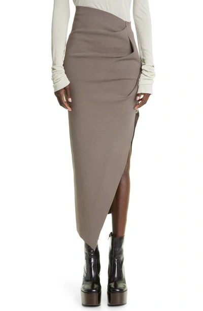 Rick Owens Gathered Asymmetric Maxi Skirt In Dust
