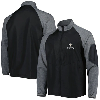 Dunbrooke Black New Orleans Saints Hurricane Raglan Full-zip Windbreaker Jacket