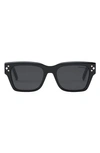Dior In 54mm Square Sunglasses In Shiny Black / Smoke