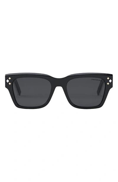 Dior In 54mm Square Sunglasses In Shiny Black / Smoke