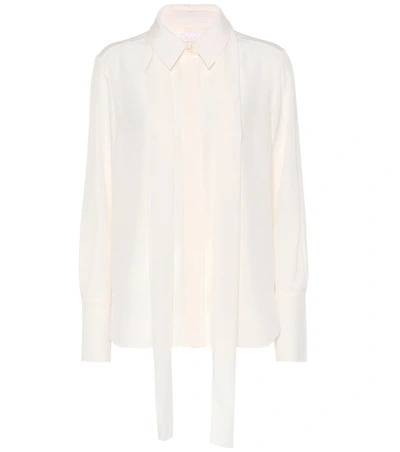 Chloé Silk Crêpe-de-chine Shirt In White