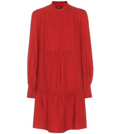 Apc Jones Wool And Silk-blend Dress In Red