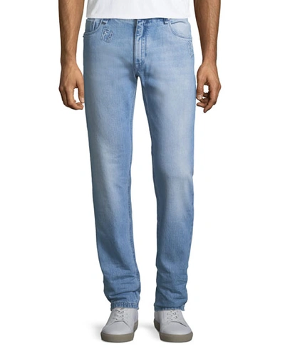 Fendi Logo-patch Slim-leg Jeans In Indigo