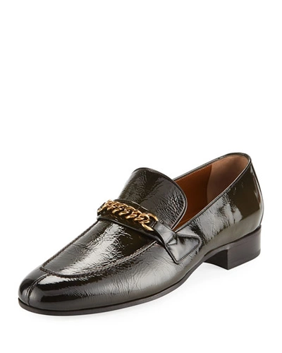 Tom Ford Patent Leather Curb-chain Loafer In Brown