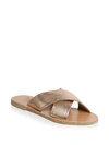 Ancient Greek Sandals Thais Metallic Leather Crossover Sandals In Pink Metallic