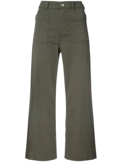 A.l.c Fallon Stretch Cotton Cropped Wide-leg Trousers In Army