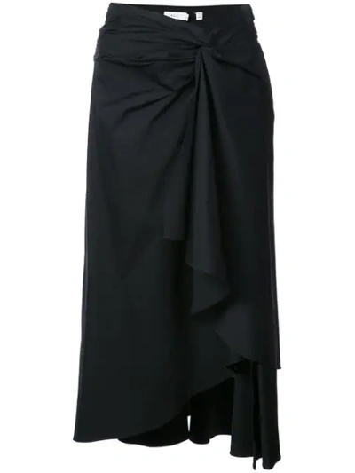 A.l.c Diller Twist-front Stretch-cotton Poplin Midi Skirt In Black