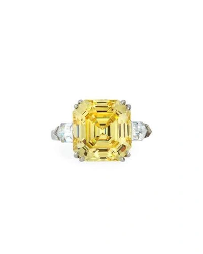 Fantasia By Deserio Asscher-cut Yellow Cz Ring In Canary