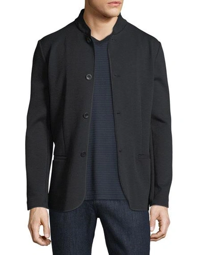 Giorgio Armani Textured Button-front Jacket In Black